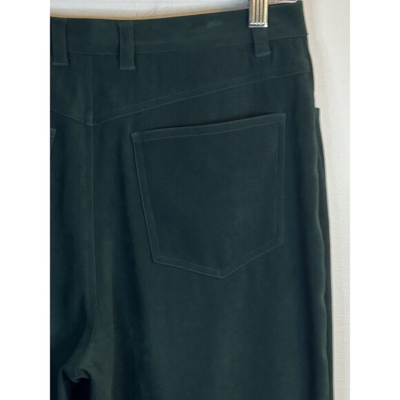 TALBOTS Petites Green Suede Straight Leg Pants 10P Stretch 5-Pocket Holiday 90s - Picture 5 of 10